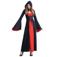 Ženski Halloween CoustUMe Cape s kapuljačom Maxi Witch ogrtač Srednjovjekovna haljina za dugih rukava