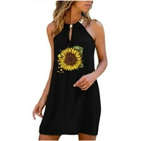 Ljetne haljine za žene plus veličine bez rukava s rukavima cvjetni uzorak haljina okrugla vrata halter