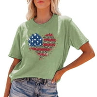 Gyujnb Ženske košulje kratkih rukava za žene Trendy Ljeto Američka zastava tiskana Četvrta srpnja Košulje