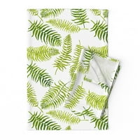 TIS PRINTNI TIJEK, platna pamučna platna - FERN Green uzorak tropskim otiskom listom Botanički vrt Bijeli