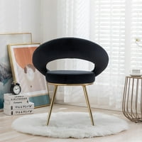 Galples fotelja Velvet Lounge stolice sa pozlaćenim nogama udobnim akcentnim stolicama Jedinstveni izgled Ured za stabilne paunove meke crne 26.3 * 22.7 *