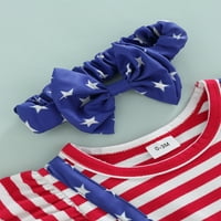 Baby Girl 4. jula Onesie Memorijalni dan Outfits Novorođena američka haljina za zastavu Patriotske romske