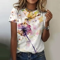 Kratka majica casual bluza Grafičke majice The Trendy tiskane košulje za žene Loase Fit Crewneck Dukseri
