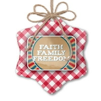 Božićna ornamenta Faith Faith Freedom četvrti jul Vintage dizajn postera Crveni plaid Neonblond