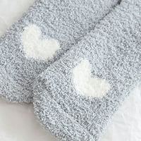 Ženska jesen i zima zadebljano spavanje čarape za spavanje Coral baršunasto toplo i slatko siva