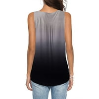 Ljetne košulje za žene gradijent V-izrez bez rukava pulover T majice Bluze crni xl