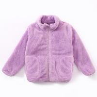 Jakne za djecu Solid Boja slatka topla zip visokog ovratnika kaput vanjska odjeća Khaki veličine 4-5