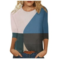 Ženska majica rukav casual okrugla boja blok u boji tunike TEes majice Lagana udobna labava bluza vrhova