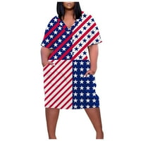 Lovskoo Ženske dame 4. jula vrhovi američke zastave zvijezde Top sunčeve haljine plus veličina haljina