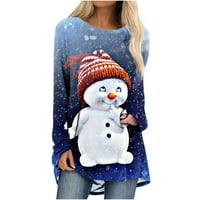PRINXY CLEANCIJA moda plus veličina dukseri za žene božićne drveće Grafički pulover dugih rukava Crewneck