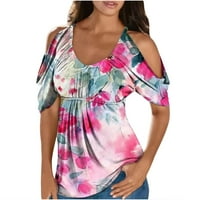 Usmixi ženske bluze i vrhovi Dressy Plus Veličina modne elastične struk hladne ramene cvjetne tuničke
