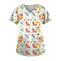 Ženski bluze Slatka bluza s kratkim rukavima Grafički ispise Ženske plus ljetne majice V-izrez bijeli