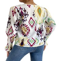 Ženske bluze Geometrijski print v bluza za bluzu iz vrata Multicolor M