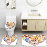 Srce od leptira u kupaonici Rugs set za kupac za kupanje Contour mat i toaletni poklopac poklopca