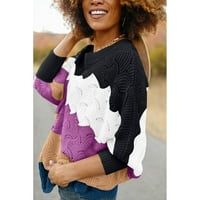 Esobo ženska ležerna boja blokove u boji s džemper za vrat izrez za košulje sa rukavima, labavi ogrtač