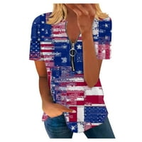 Jsaierl 4. srpnja vrhovi za žene Ljetne tuničke majice kratkih rukava Patriotska američka zastava tinejdžerske