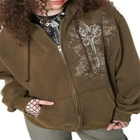Žene Y2K prevelike pulover s dugim rukavima Vintage Print Cour Count up Leptir Hoodie Top Gotic E Dječja