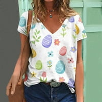 Odeerbi uske košulje za žene Ljeto Ležerne prilike Elegantne vrhove V-izrez T-majice Modni udobni bluze