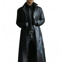 Muški dugi kardigan kaput dugme Čvrsta boja jakna kože vjetar dugih rukava kaput s dugim rukavima topli