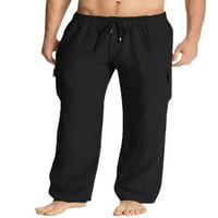 Grianlook muški casual elastični struk teretni pant s džepovima Midrični saloni za vuču Yoga Trko: Crna
