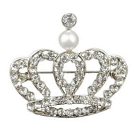 Gold & Silver Pearl Crown Brooch Pin Clear Crystal odijelo Dialante značka 9cl O4E1