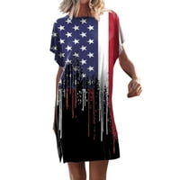 USMIXI Formalne haljine za žene 4. jula Labavi prorez Dan nezavisnosti Patriotska majica haljina Crewneck