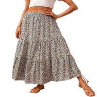 Abtel Ladies Long suknja Swirt suknje Boemian Women Boho Ljetna slika Boja tri XL