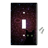 Crna mačka u prostoru sa zvijezdama i galaksijim plastičnim zidnim dekorom preklopni poklopac tablice