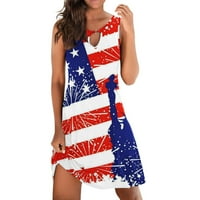 4. srpnja Dan nezavisnosti Žene haljine casual American Flag Print Cisterna Top bez rukava - izrez Karoseni