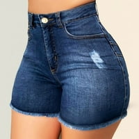 Pseurrlt Ljeto Ženske kratke hlače Slim Visoki struk elastični struk ženske dno Jeans