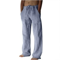Owordtank mens casual hlače elastična pamučna posteljina udobna pantalona pune dužine