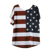 BabySbule Womens Tops Clearence Plus Veličina Žene Modna labava bluza Stripe Stripe USA zastava Amerika