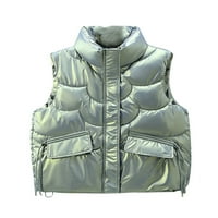 MA & Baby ženska jakna na puffer prsluk Zimska odjeća toplo lagan pojas bez rukava dolje s džepovima