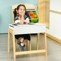 Gyma Kids Stol & Stol Set Drvena aktivnost Art Study Desk W Skladište Bijelo