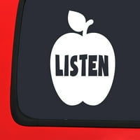 Naljepnica za automobile slušaju Apple učiteljica školska učionica učenje o obrazovanju naljepnica za