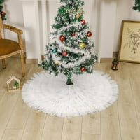 Fugseused White Tulle Božićno suknje okrugle pletene pune boje za odmor u zatvorenom ukrasu Xmas stablo