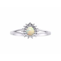 * RILOS Jednostavno elegantan prekrasan Opal i dijamantni prsten - oktobar roštilj *