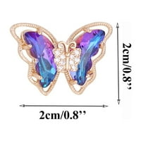 Niske naušnice za žene za žene djevojke leptir rhinestone tanki viseći šareni leptir elegantan vjenčani