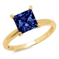 CT briljantna princeza Clear Simulirani dijamant 18k žuti zlatni pasijans prsten sz 9