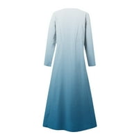 Daqian Womens haljine za čišćenje Ženske ljetne haljine Print dugih rukava okruglih haljina s okruglim