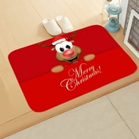 Doormat, Crveni božićni vilk Snowman Santas uzorak Kuhinjske prostirke, pusti snijeg xmas zimski odmor