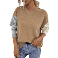 Zimske dukseve Žene Modni labavi boja blokira s kapuljačom dugih rukava dugim pulover Duks udobna odjeća