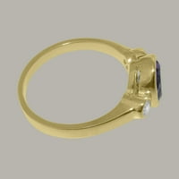 Britanci napravio 14k žuto zlatni prsten sa prirodnim ametistnim i dijamantnim ženskim prstenom - Opcije
