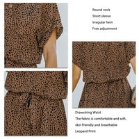 Šifon kratka haljina kratki rukav Leopard Print casual okrugli vrat za vuču struka Ženska haljina, kratka