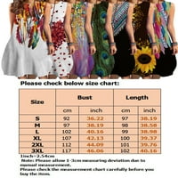 Rejlun Ladies midi haljine Crew Crt Summer Beach Sundress cvjetni print Spremnik Haljina labava boemijska