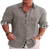 Hirigin Men Button up plaid majica casual rever dugih rukava svestrani vrhovi za vrijeme bluza za uličnu