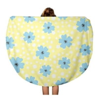 Okrugli plažni ručnik pokrivač cvijeća i polka dot nacrtani slatki žuti bijeli plavi kružni kružni ručnici