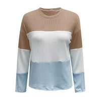 Pedort Fall Odeća za žene Modni pulover s dugim rukavima Pleteni džemper Loose Tunic Tops Khaki, XL