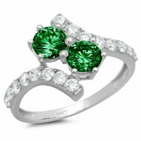 1.98ct okrugli rez zeleni simulirani smaragd 14k bijelo zlato Graviranje Izjava bridalne godišnjice