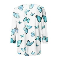 Grafički grafički otisci Bluze za slobodno vrijeme rukav moda za žene nebesko plave s